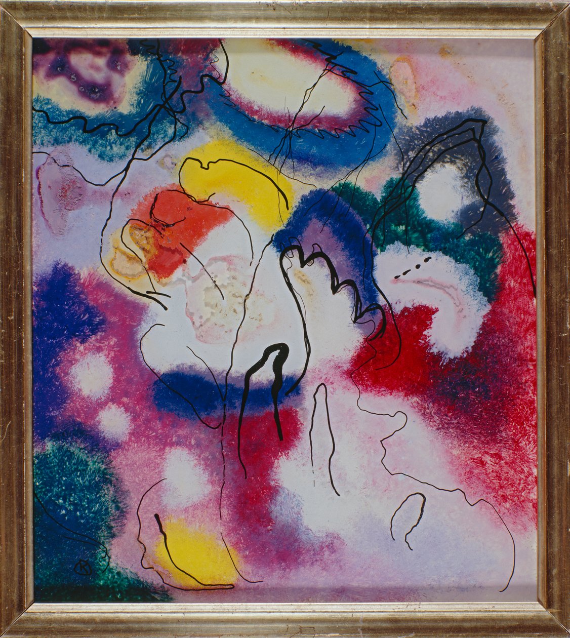 Glasmålning med en röd fläck av Wassily Kandinsky