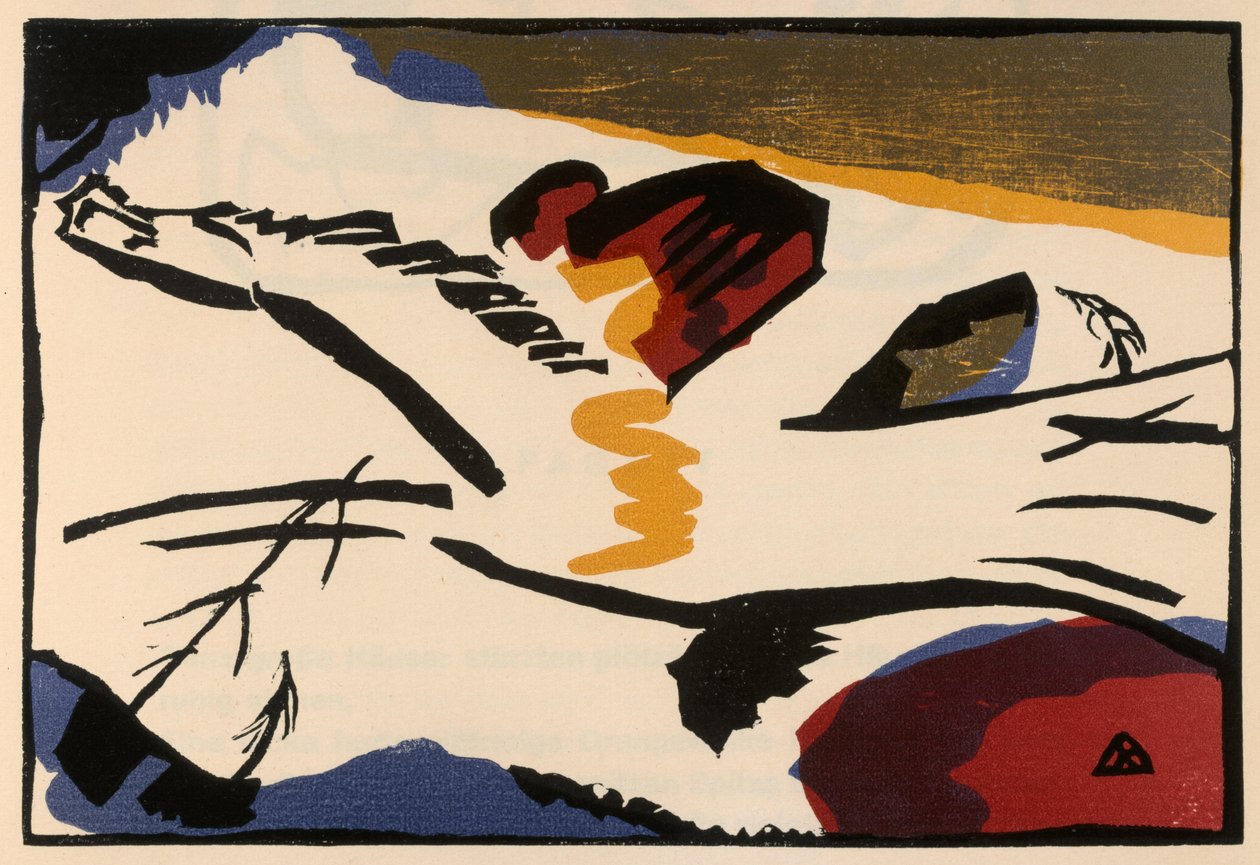 Holzschnitt zu dem Gemälde "Lyrisches" (Blatt 9 aus: "Klänge") av Wassily Kandinsky