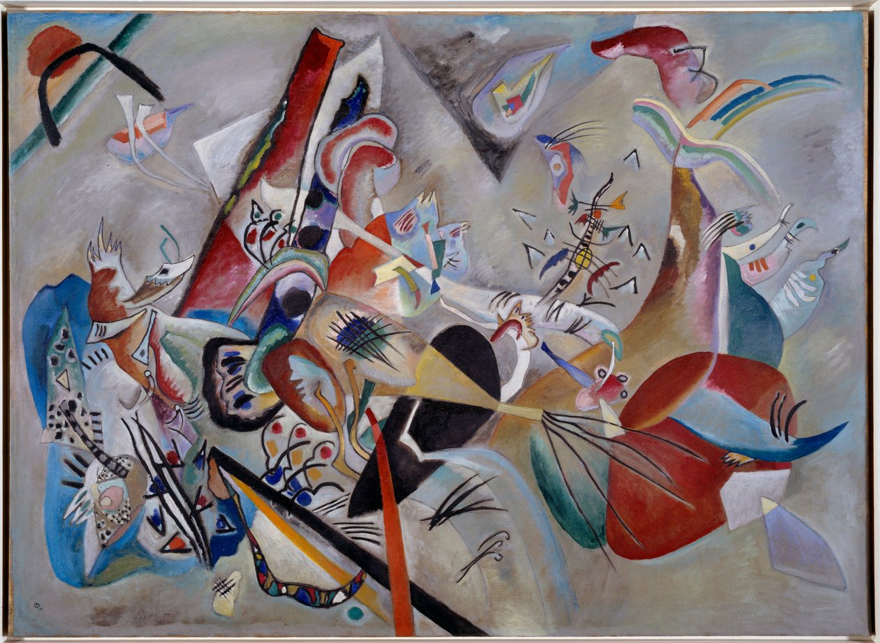 I det gråa. Målning av Wassily Kandinsky (eller Wassily Kandinsky eller Kandinskij av Wassily Kandinsky