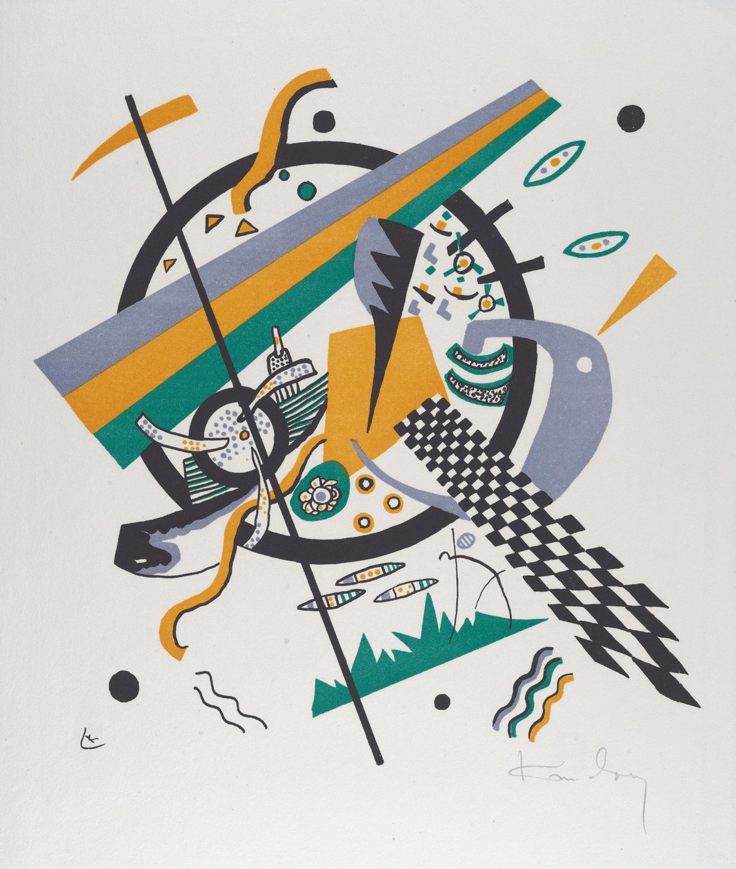 Kleine Welten IV (Små världar IV), 1922 (litografi tryckt i grönt och orange) av Wassily Kandinsky