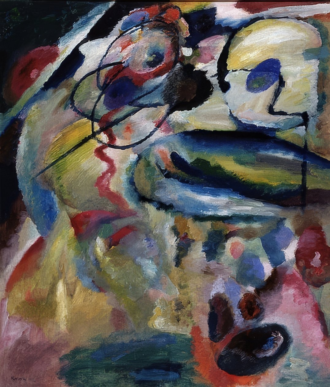 Komposition med cirkel. 1911 av Wassily Kandinsky