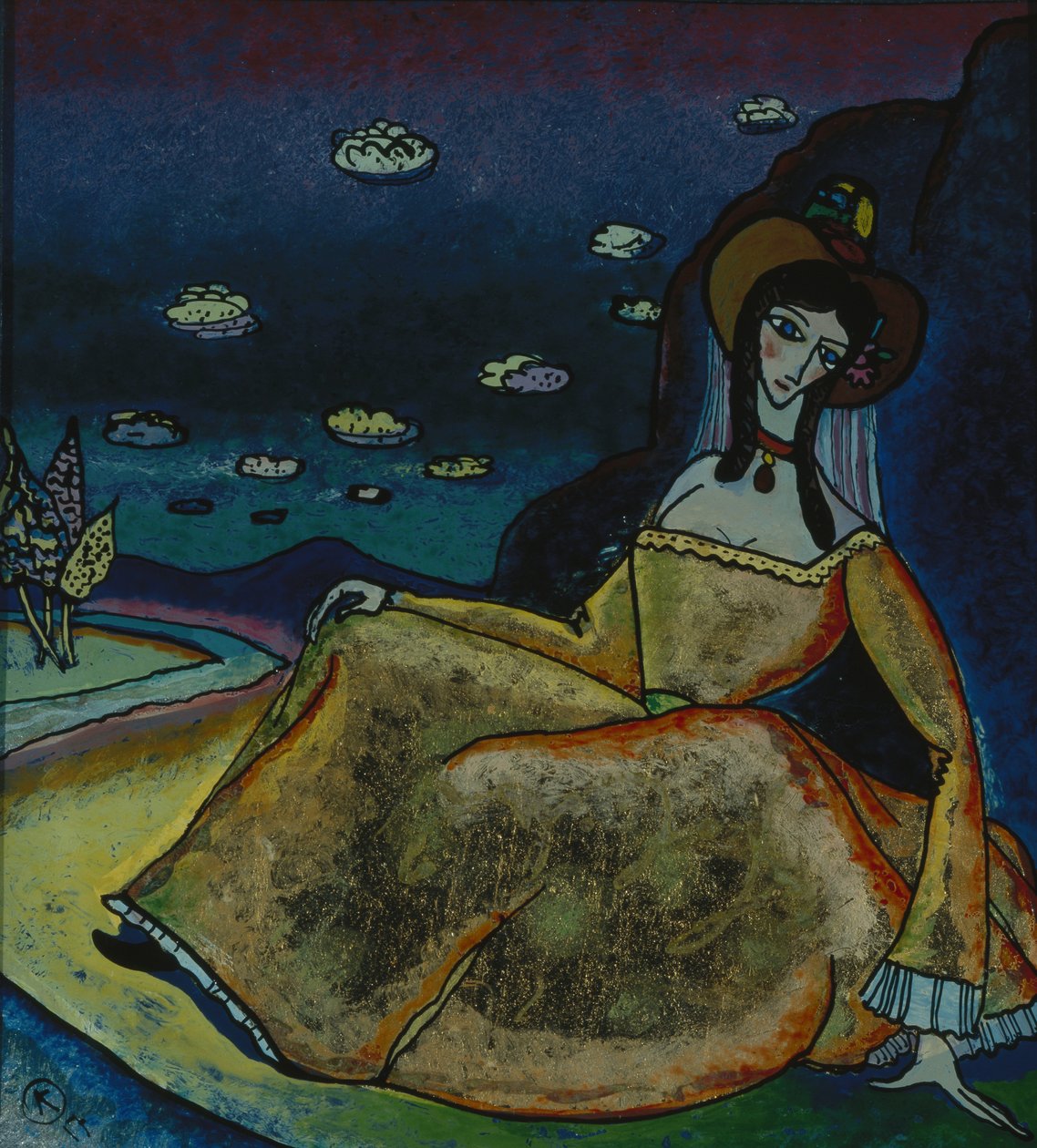 Dam i guldklänning, 1917 av Wassily Kandinsky