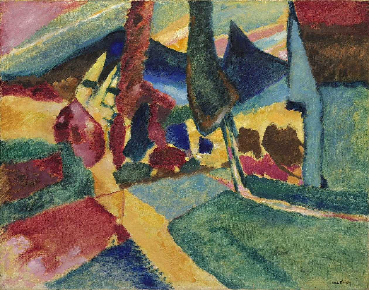 Landskap med två poppel, 1912 av Wassily Kandinsky