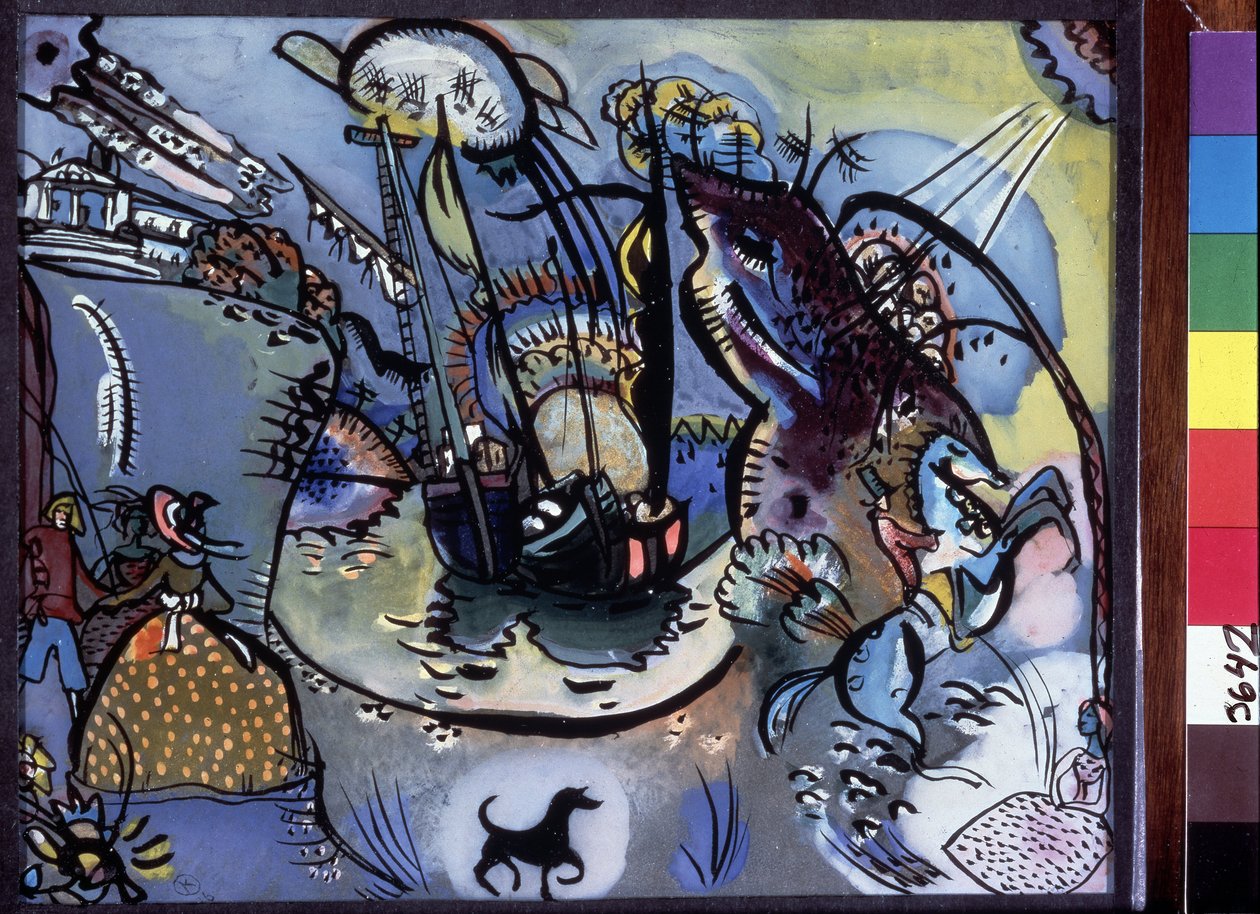 ""Hamnen"" Målning av Vassily Kandinsky (eller Wassily Kandinsky eller Kandinskyj av Wassily Kandinsky