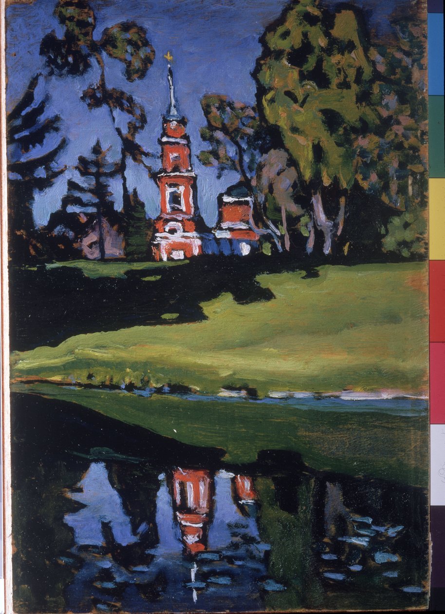 ""Den röda kyrkan"" Målning av Vassily Kandinsky (eller Wassily Kandinski eller Kandinskij av Wassily Kandinsky