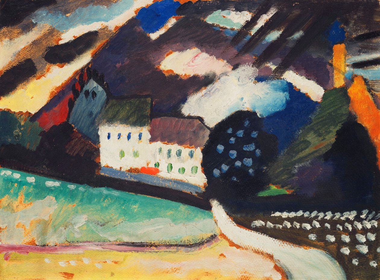 Murnau slott och kyrkan II; Murnau, slottet och kyrkan II av Wassily Kandinsky