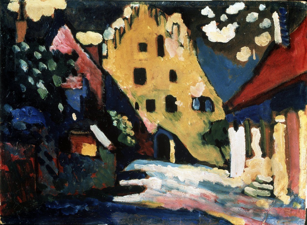 ""Murnau. The Castle Court"" Målning av Vassily Kandinsky (eller Wassily Kandinski eller Kandinskij av Wassily Kandinsky