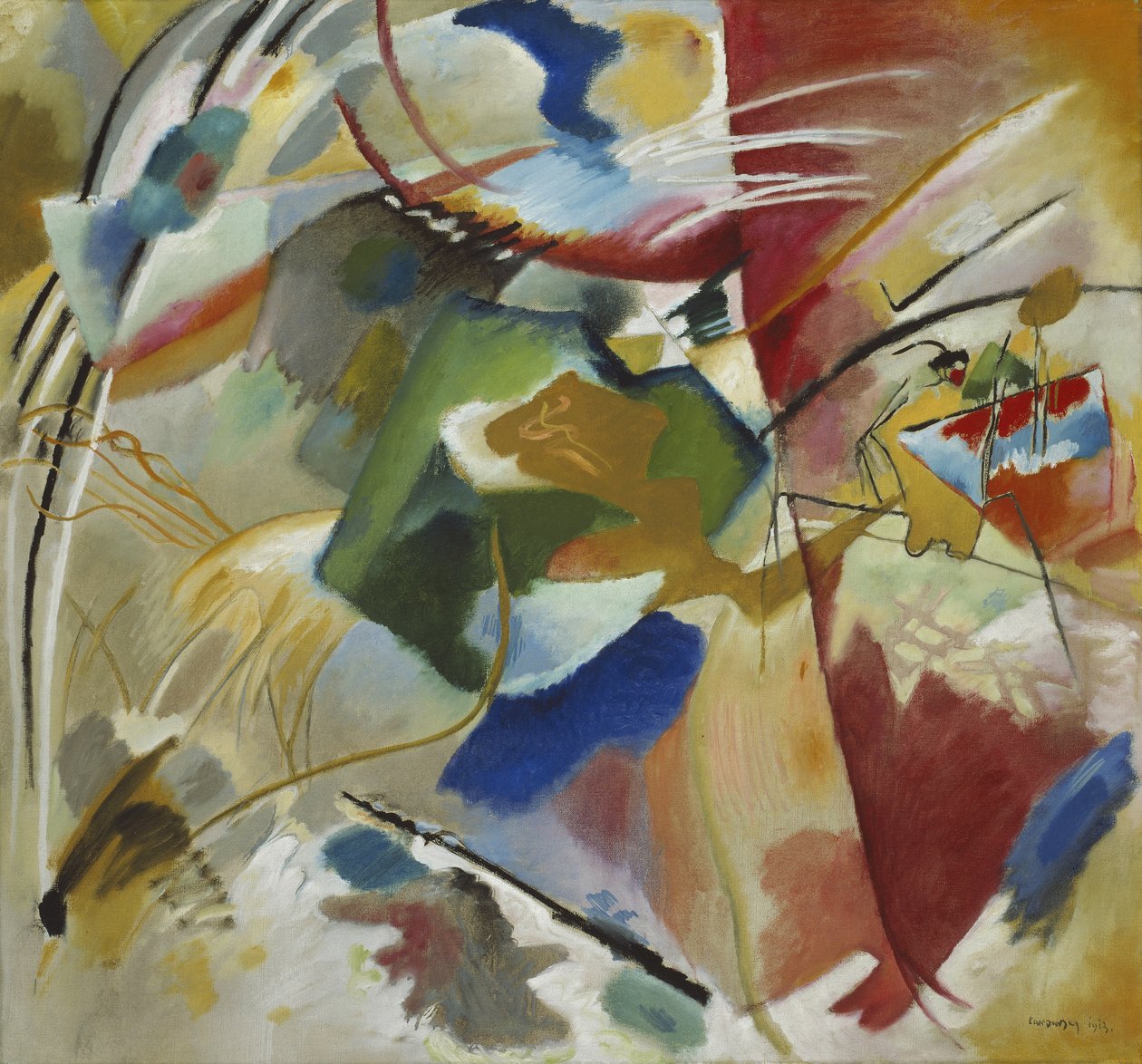 Målning med grönt centrum, 1913 av Wassily Kandinsky