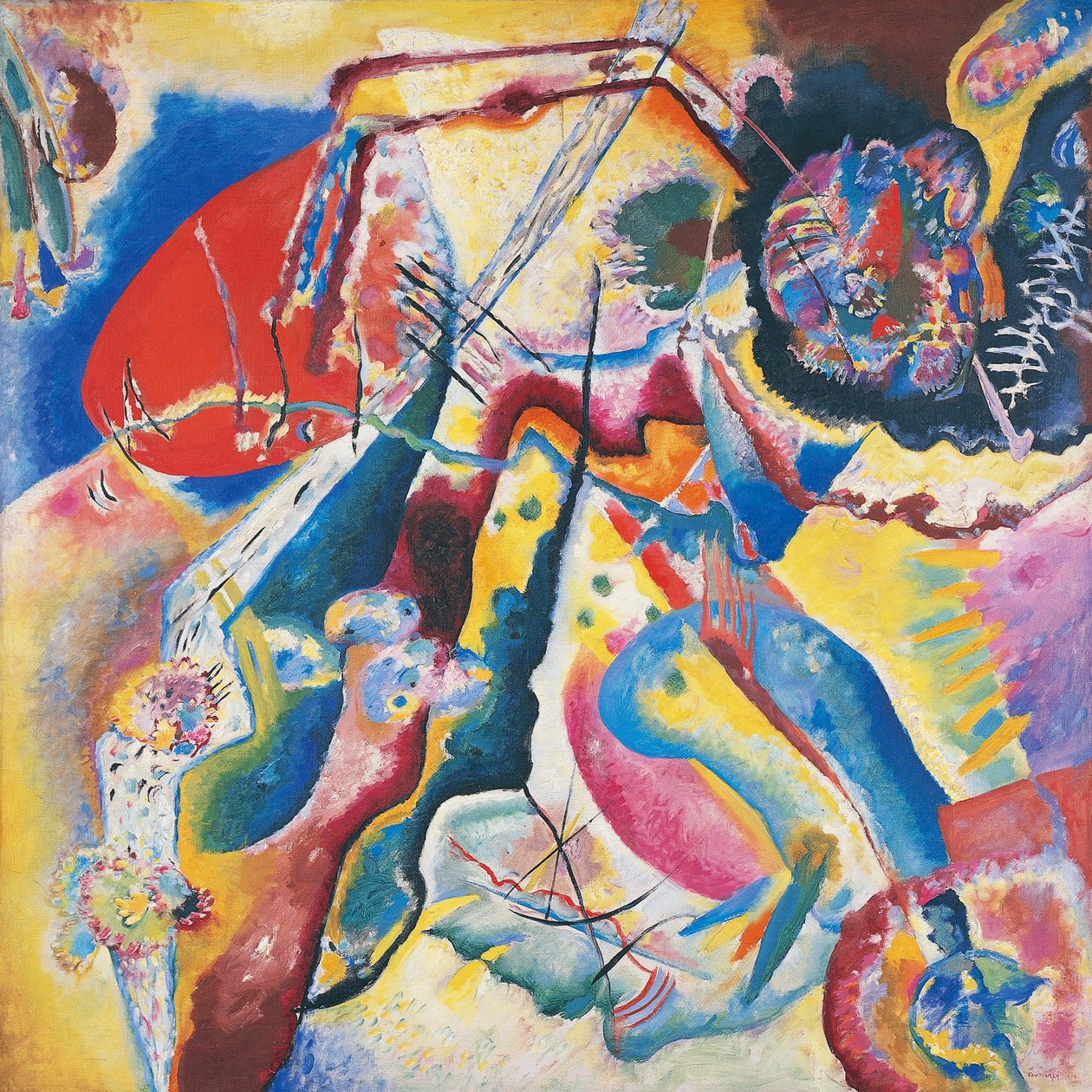 Målning med röd fläck av Wassily Kandinsky