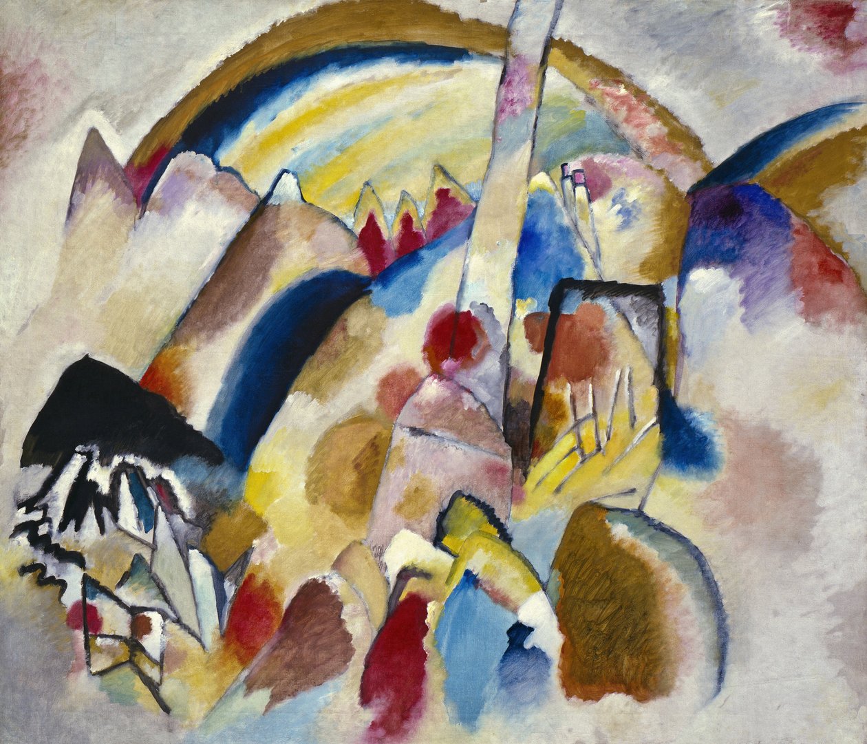 ""Paysage aux points rouges n 2"" (Landskap med röda fläckar N 2 eller Landskap med röda fläckar nr 2) Målning av Wassily Kandinsky (eller Wassily Kandinsky eller Kandinskij av Wassily Kandinsky