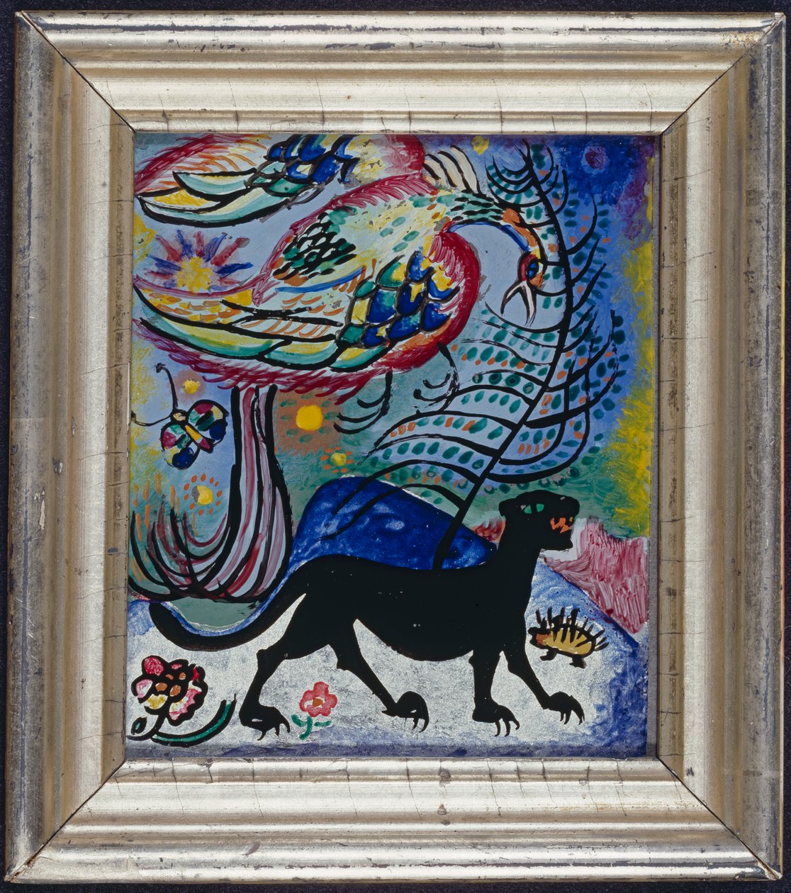Fantasifågel och svart panter av Wassily Kandinsky