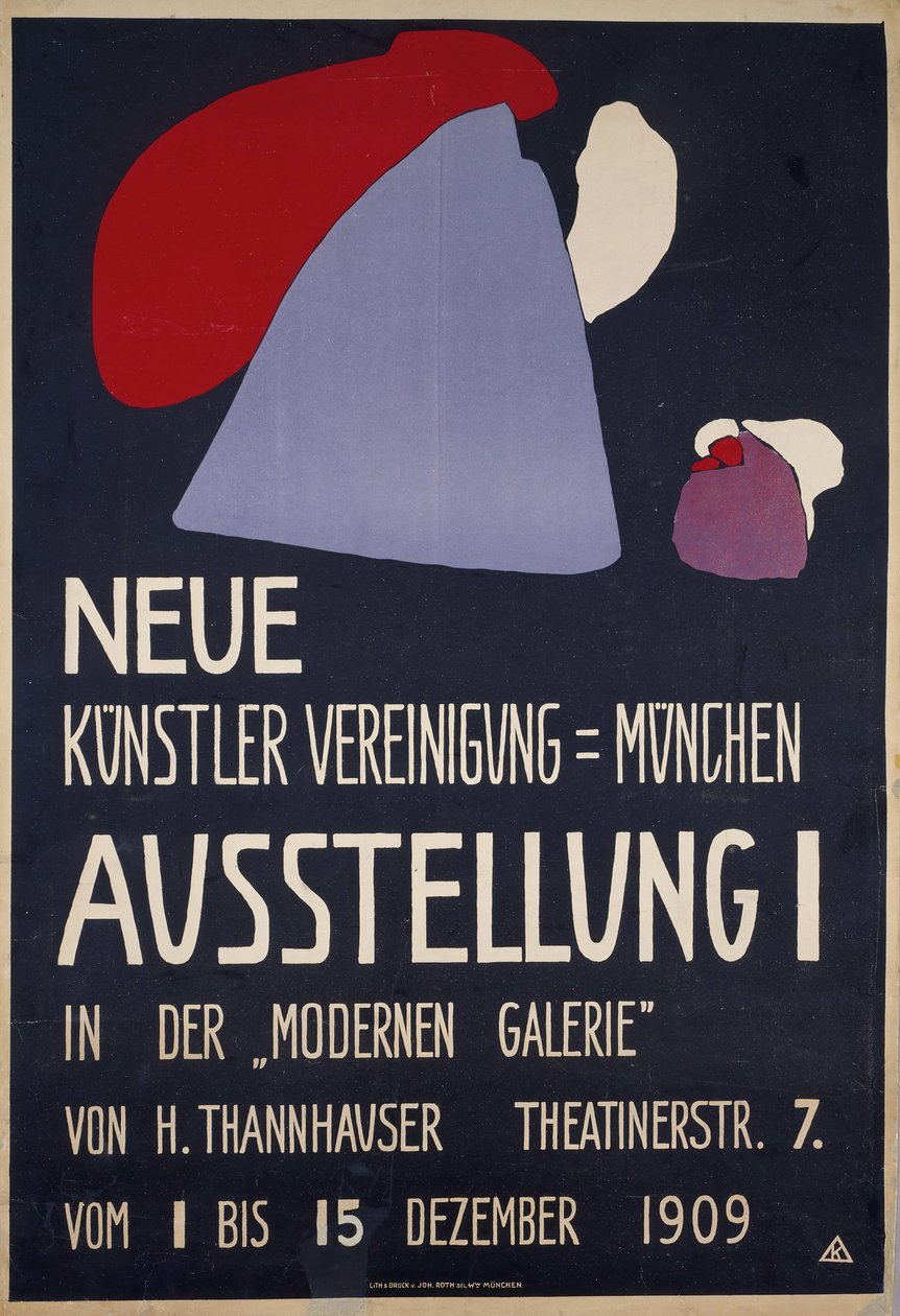 Affisch för den första utställningen av Neue Künstlervereinigung München..., 1909. av Wassily Kandinsky