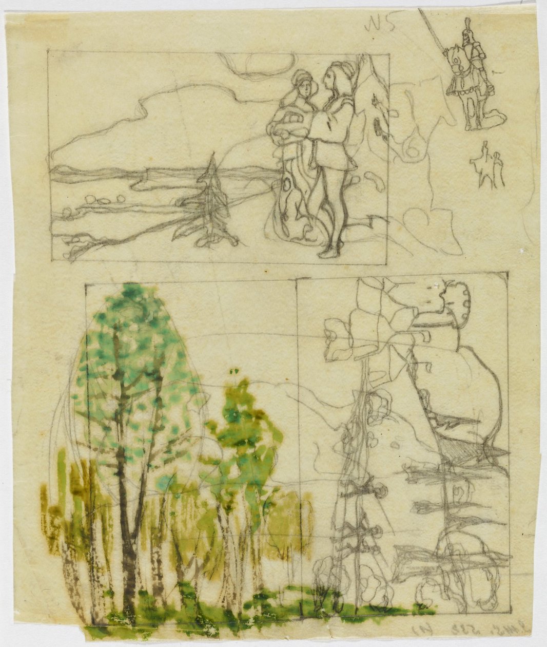 Skissblad med medeltida teman av Wassily Kandinsky