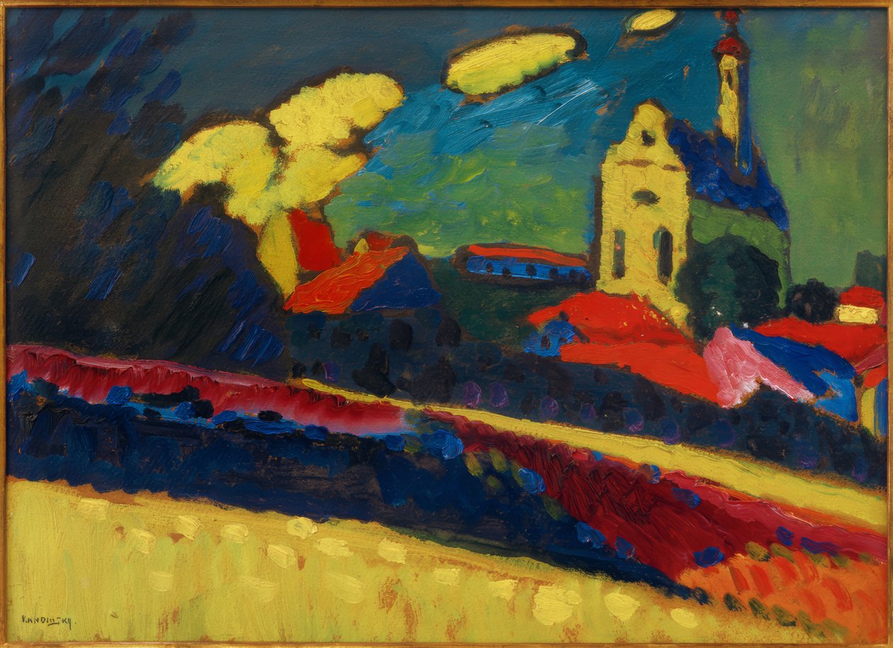 Studie av Murnau - Landskap med kyrka I av Wassily Kandinsky