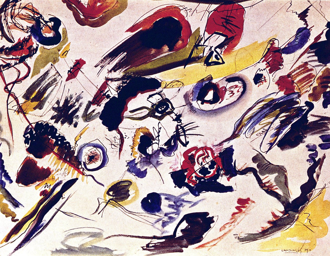 Den första abstrakta akvarellen av Wassily Kandinsky