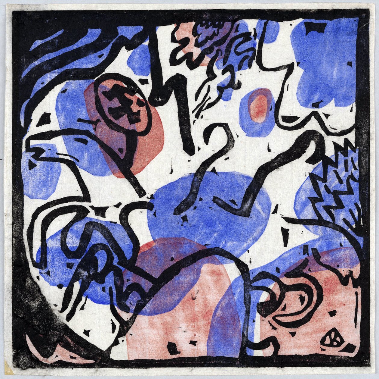 ""Tre ryttare i rött, blått och svart"" Målning av Wassily Kandinsky (eller Wassily Kandinski eller Kandinskij av Wassily Kandinsky