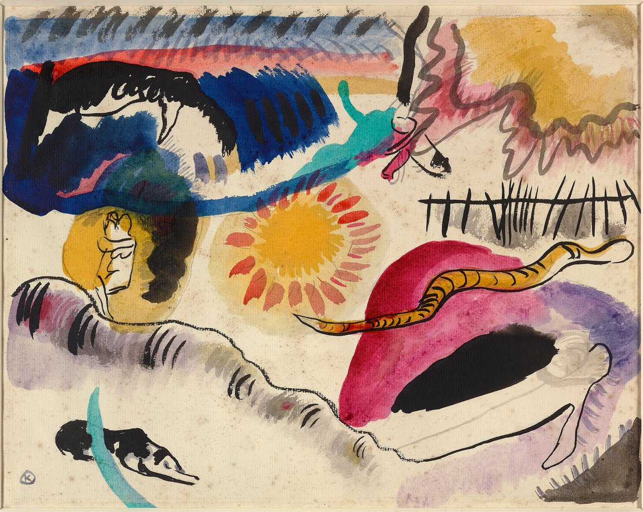 Akvarell nr 3 Kärleksträdgård, 1911-1912. av Wassily Kandinsky