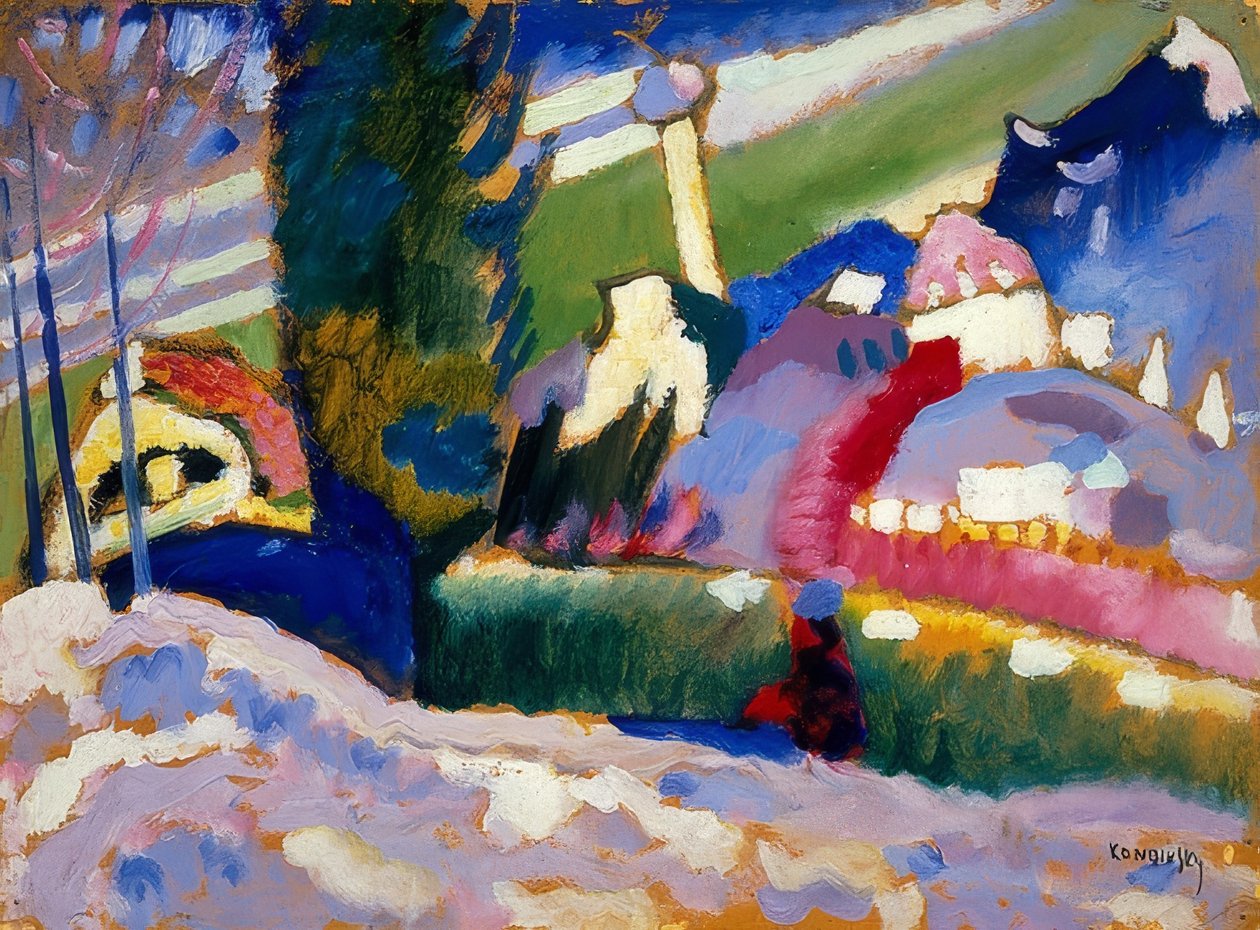 Vinterlandskap med kyrkan. 1910-11 av Wassily Kandinsky