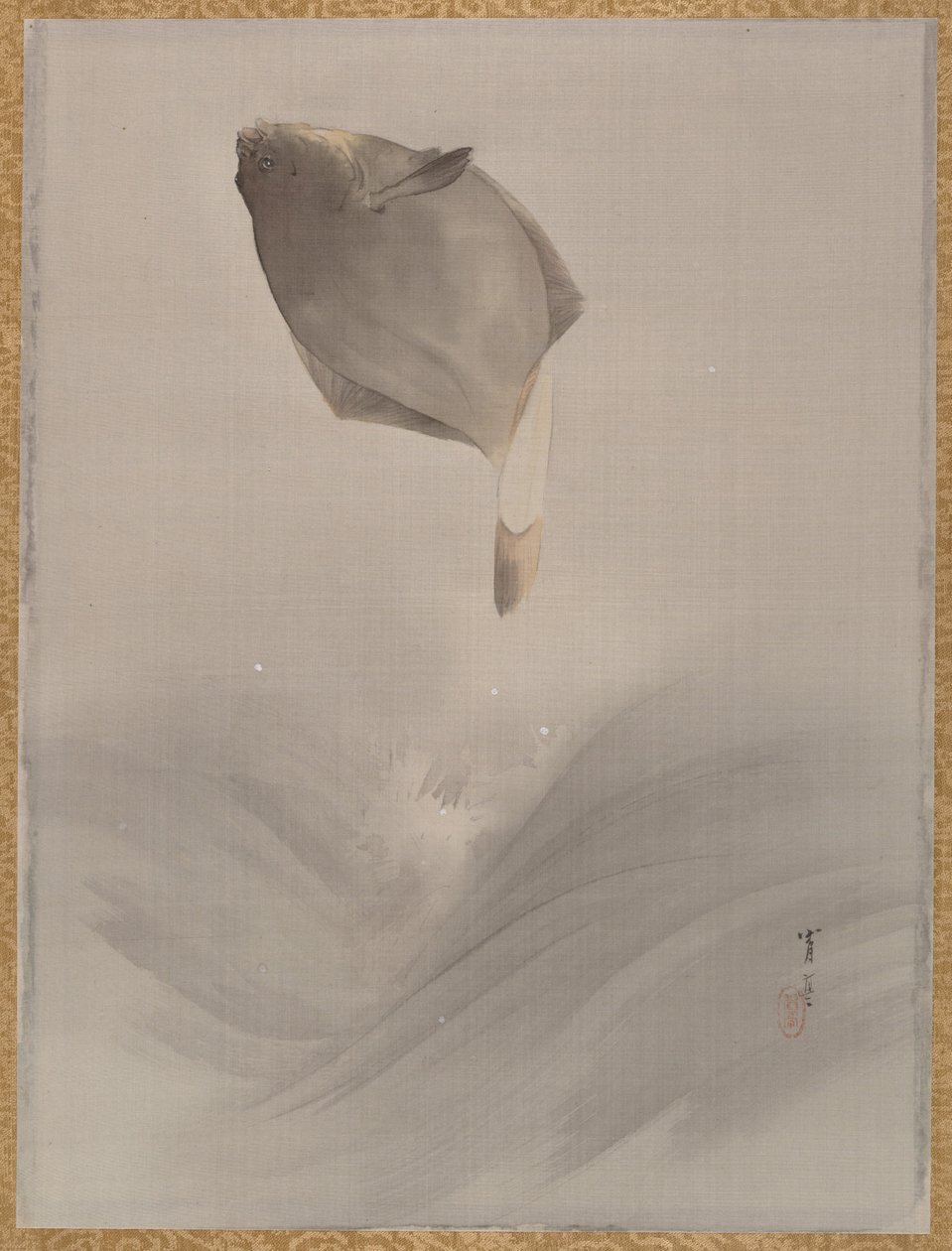 Hoppande fisk, ca. 1887. av Watanabe Seitei