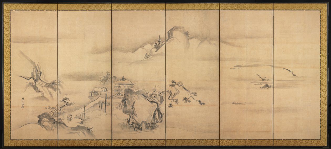 Åtta vyer över floderna Xiao och Xiang, 1700-talet. av Watanabe Shiko