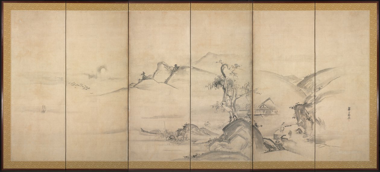 Åtta vyer över floderna Xiao och Xiang, 1700-talet. av Watanabe Shiko