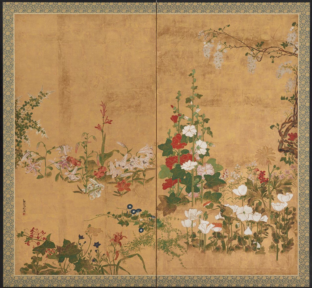 Blommor, Edo-perioden, tidigt-mitten av 1700-talet. av Watanabe Shiko