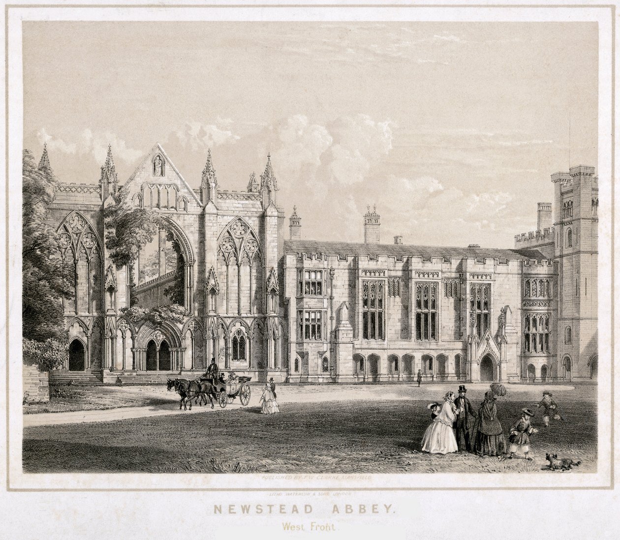 Västra delen av Newstead Abbey, Nottinghamshire, c1860 av Waterlow and Sons