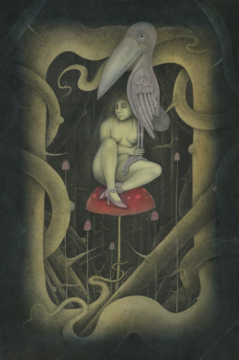 EN FÅGEL I HÄNDEN, 2007 (blandteknik) av Wayne Anderson