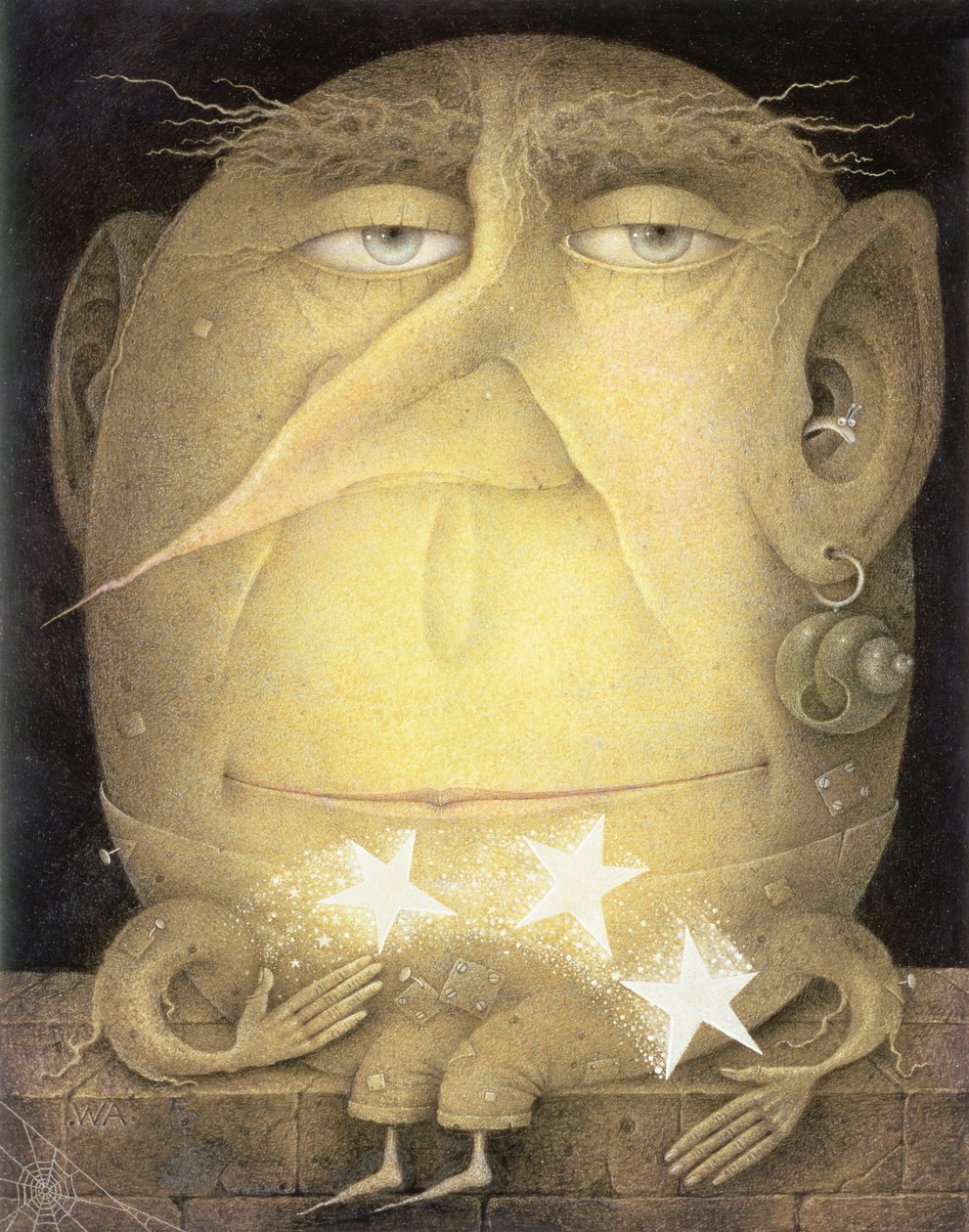 Catch a Falling Star (blyerts och färgkrita på papper) av Wayne Anderson
