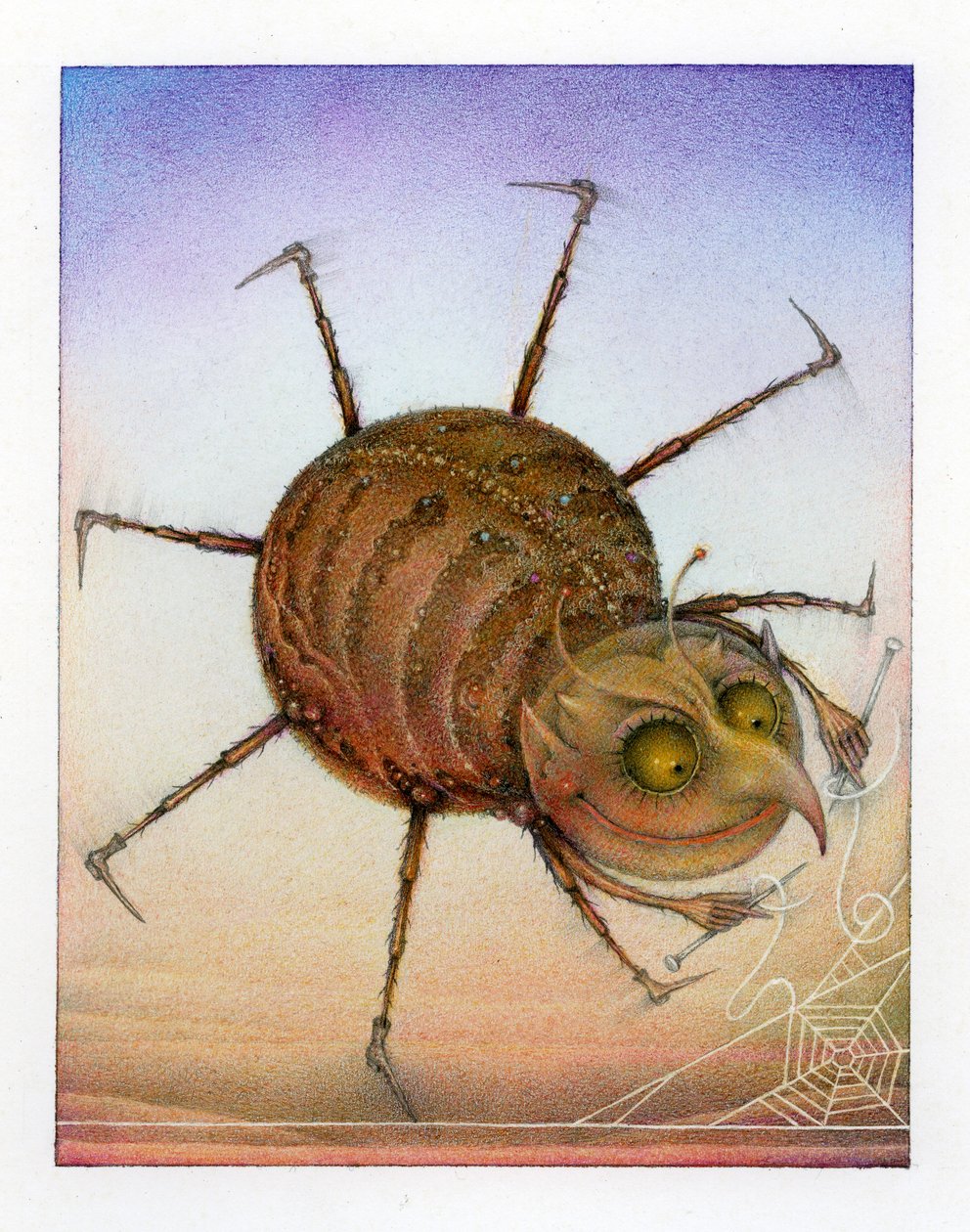 Spinning Spider, 2003 (blandteknik på kartong) av Wayne Anderson