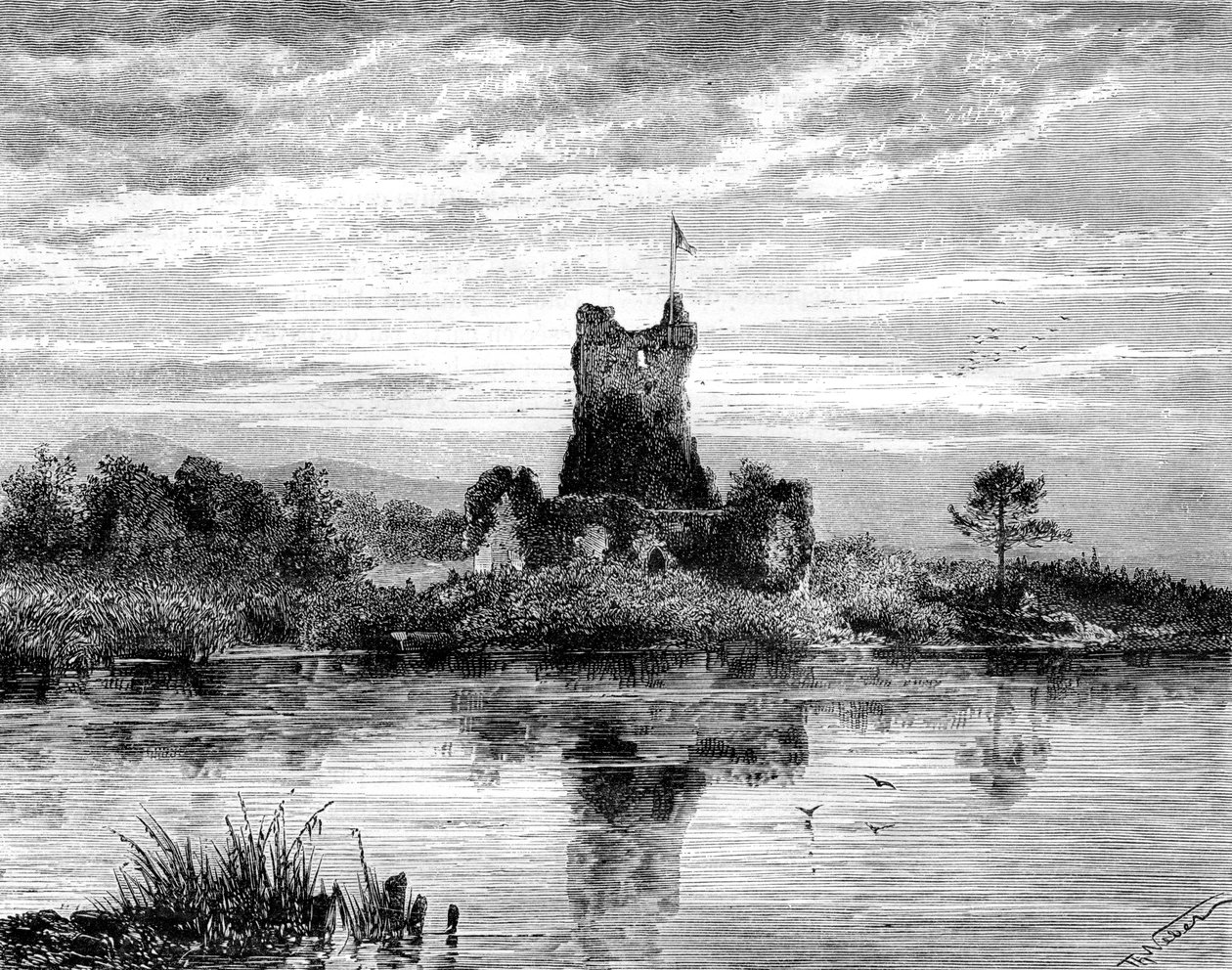 Ross Castle, County Kerry, Irland, 1800-talet. av Weber