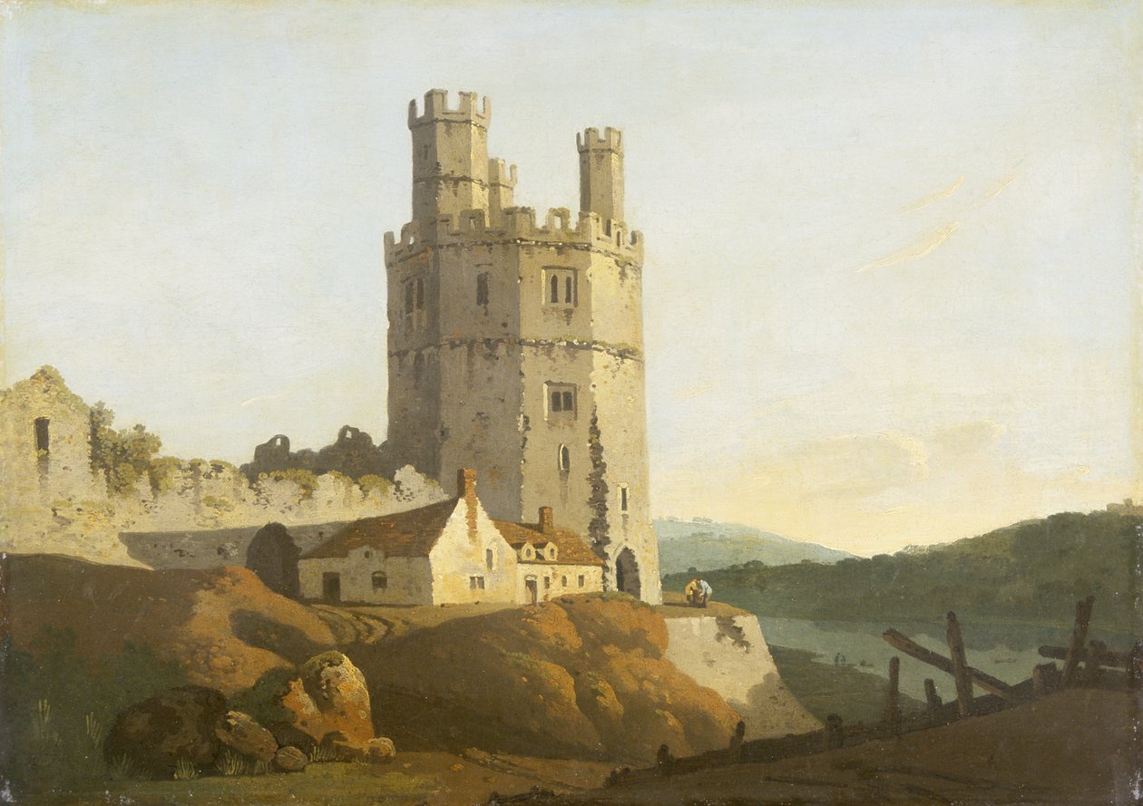 Caernarvon Castle, örntornet (olja på duk) av Welsh school