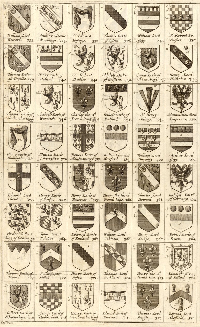 Arms of knights of the Garter av Wenceslaus Hollar