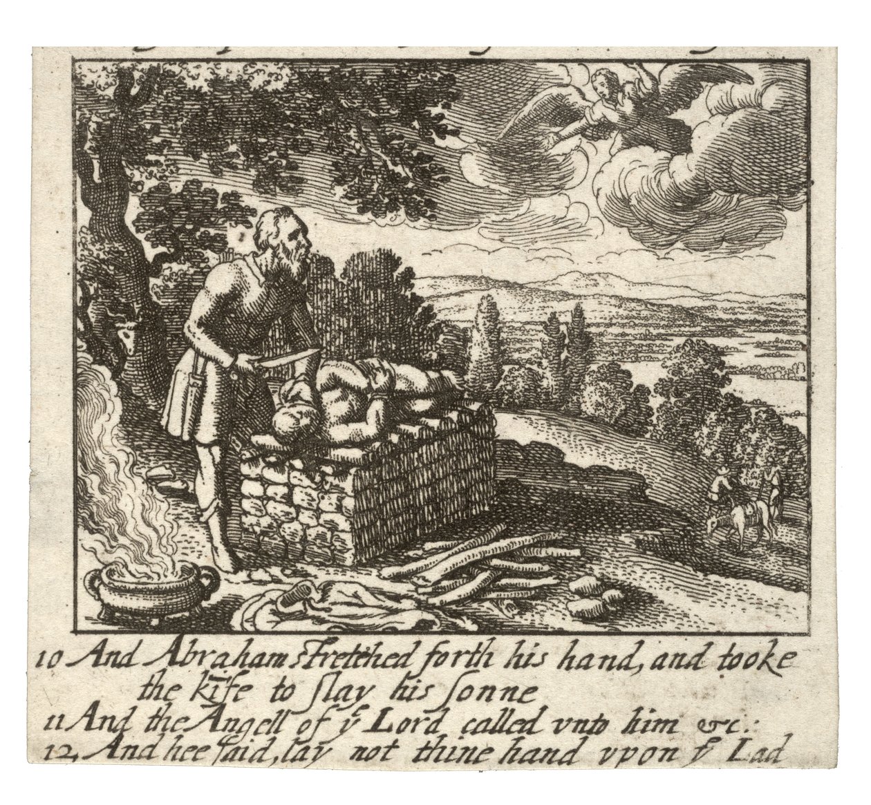 Hagar and the Sacrifice of Isaac. State 2 av Wenceslaus Hollar