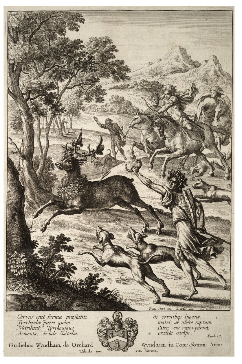 Julus hunting the stag of Tyrrheus. State 2 av Wenceslaus Hollar