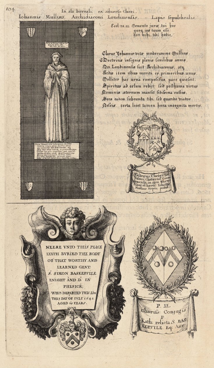 Mullins and Baskerville (monument). State 2 av Wenceslaus Hollar