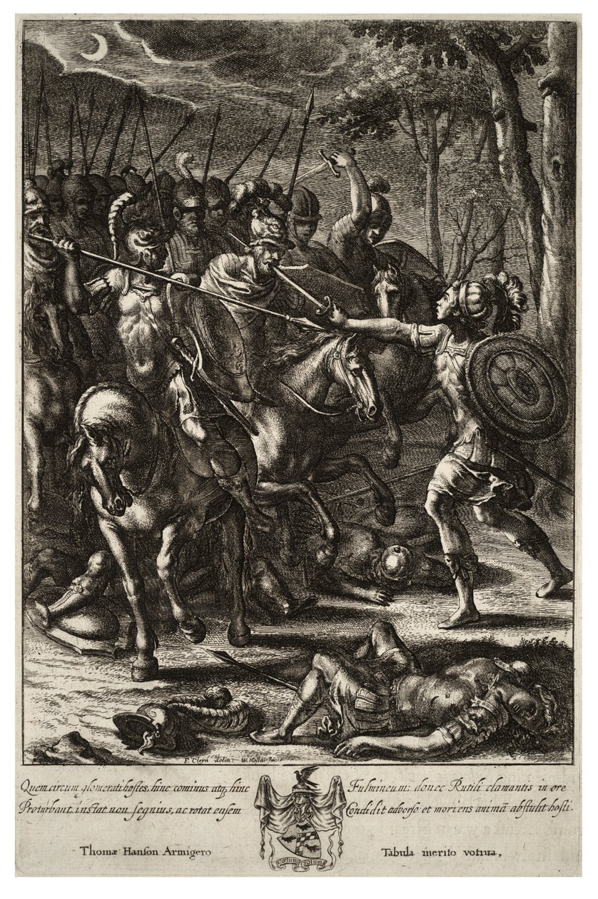 Nisus slaying Volscens. State 2 av Wenceslaus Hollar