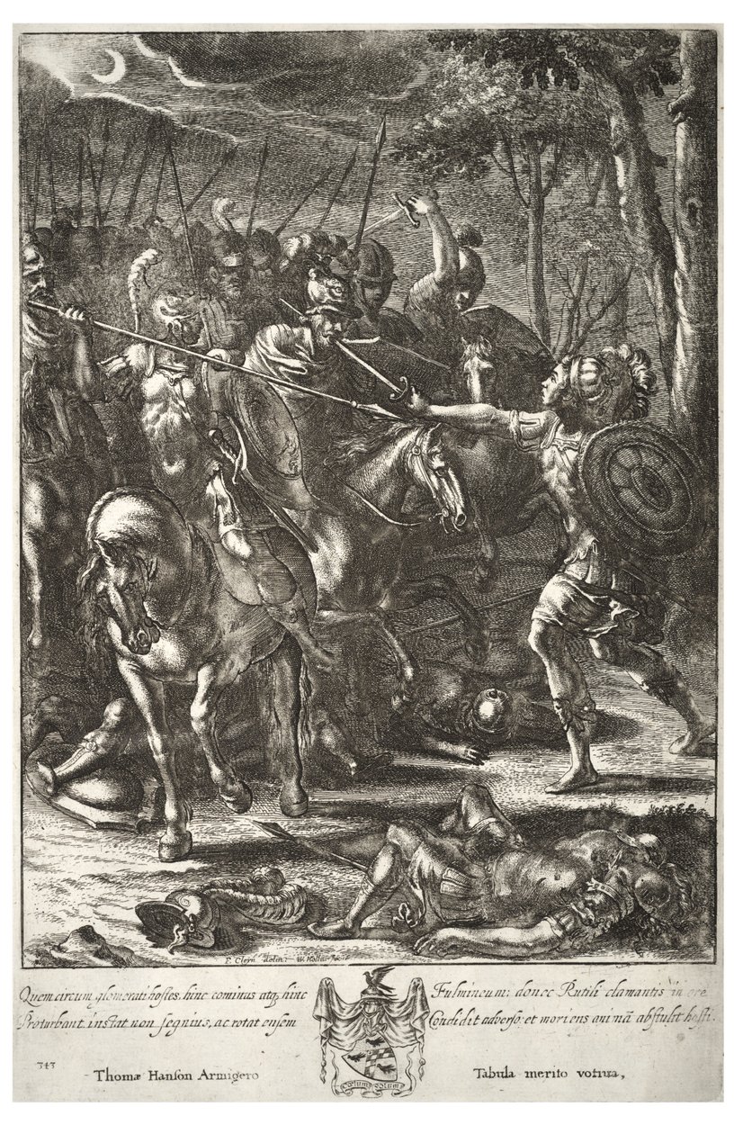 Nisus slaying Volscens. State 3 av Wenceslaus Hollar