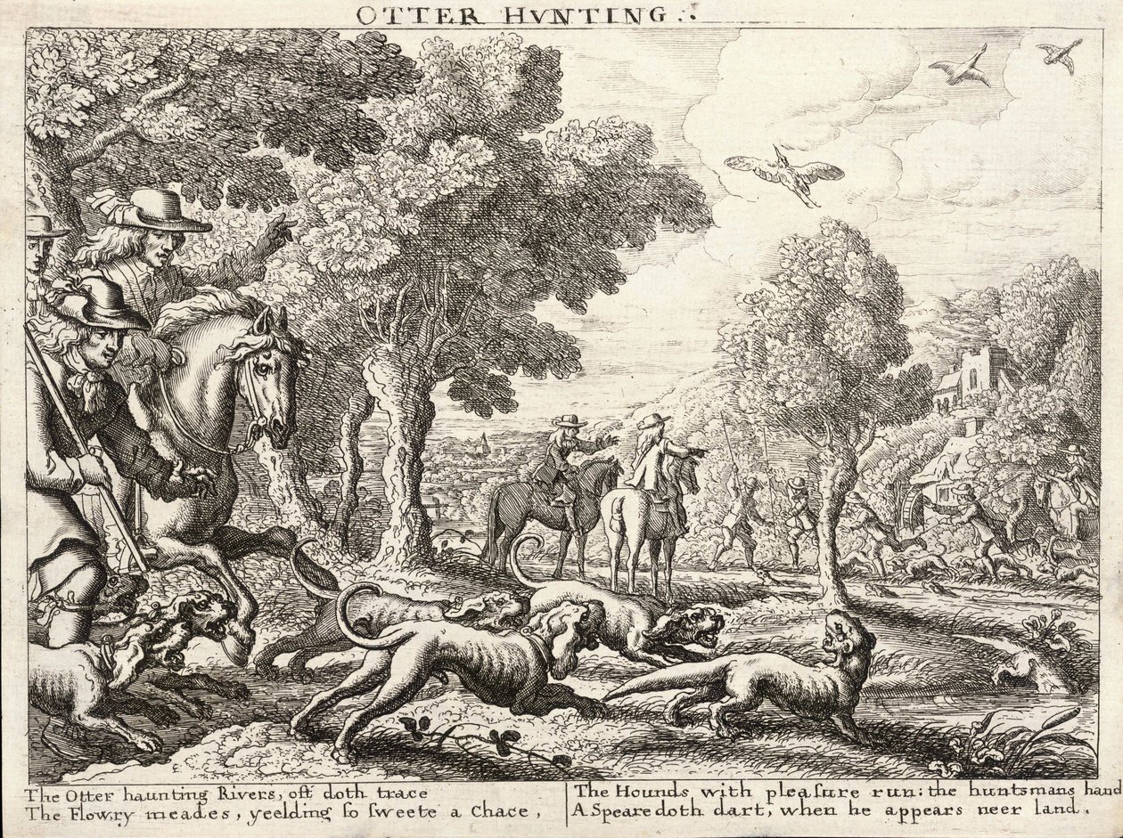 Otter hunting av Wenceslaus Hollar