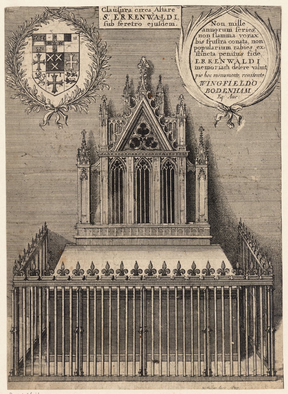 St Erkenwald (monument). State 2 av Wenceslaus Hollar