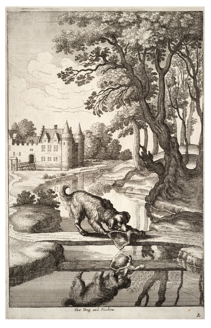 The dog and his reflection av Wenceslaus Hollar