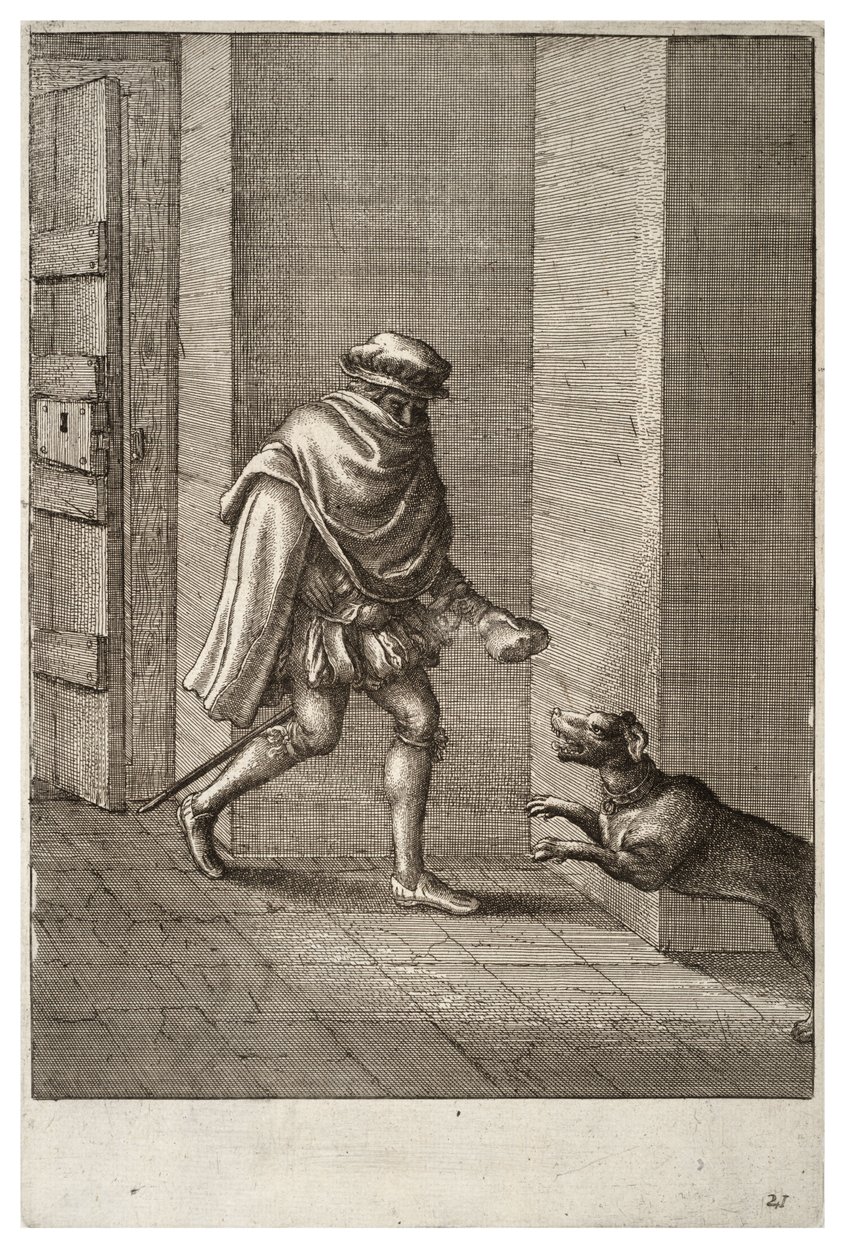 The dog and the thief av Wenceslaus Hollar