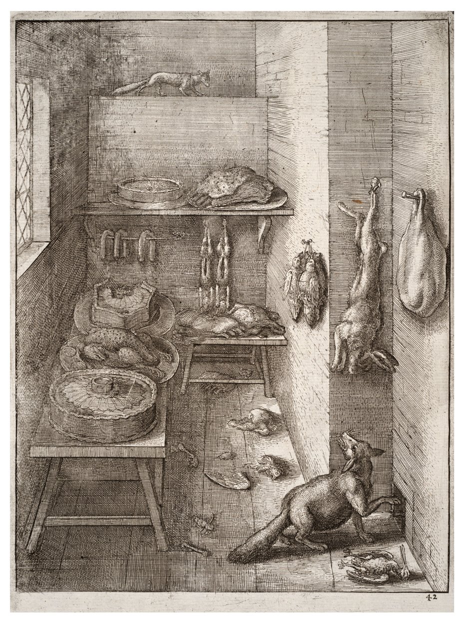 Räven och vesslan. Uppge 2 av Wenceslaus Hollar