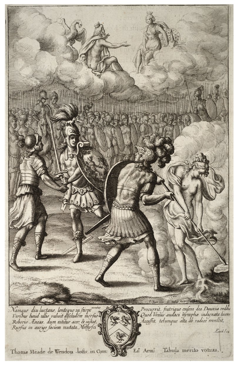 The last fight of Aeneas and Turnus. State 1 av Wenceslaus Hollar