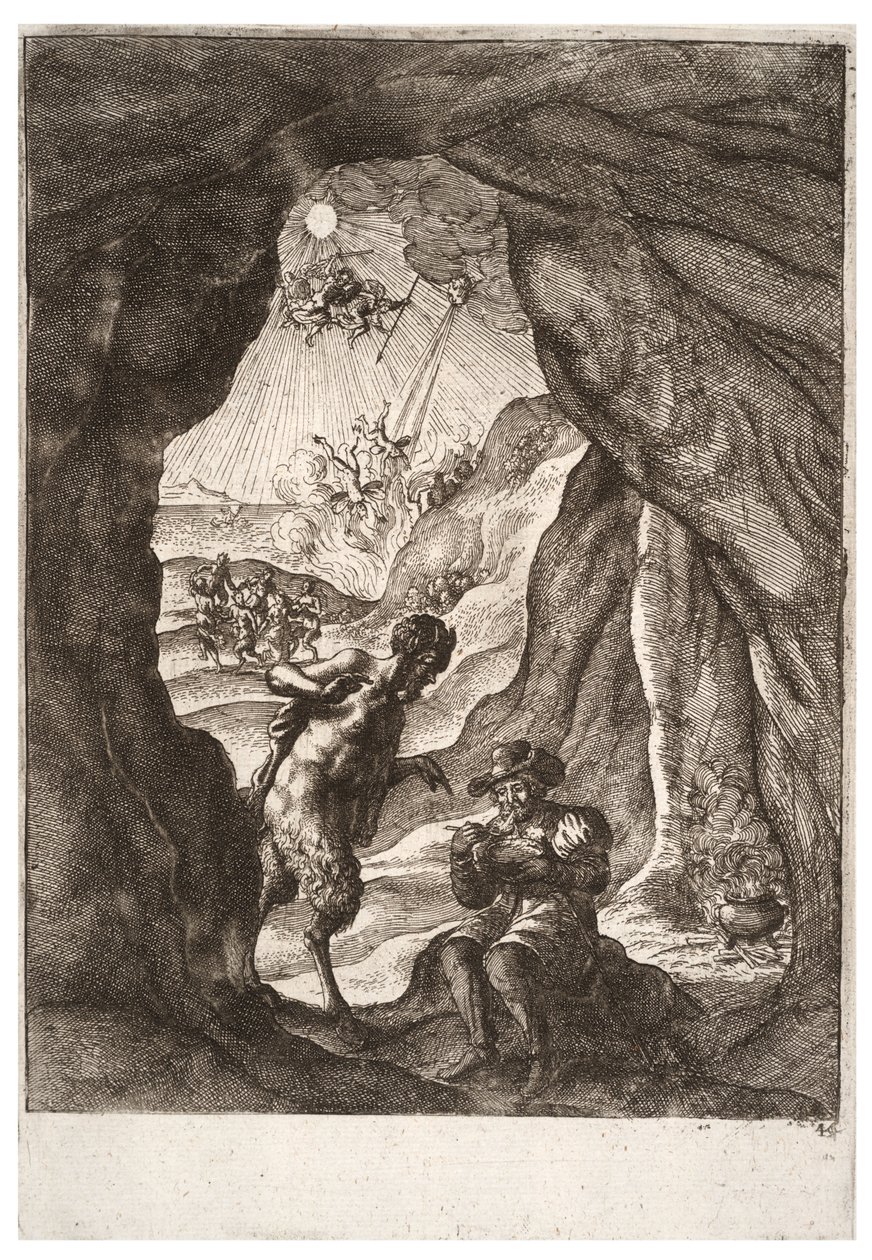 The satyr and the traveller. State 2 av Wenceslaus Hollar