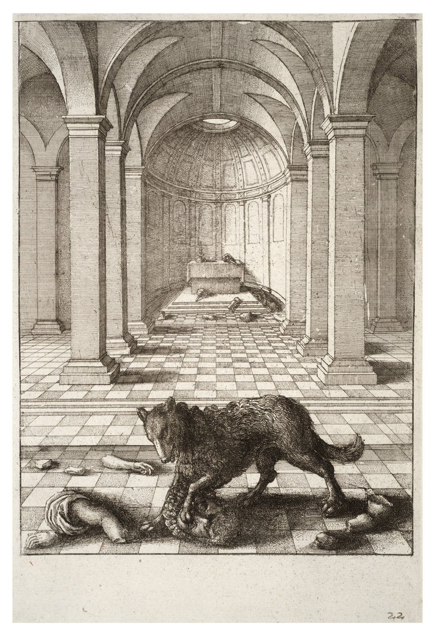 The wolf and the statue av Wenceslaus Hollar