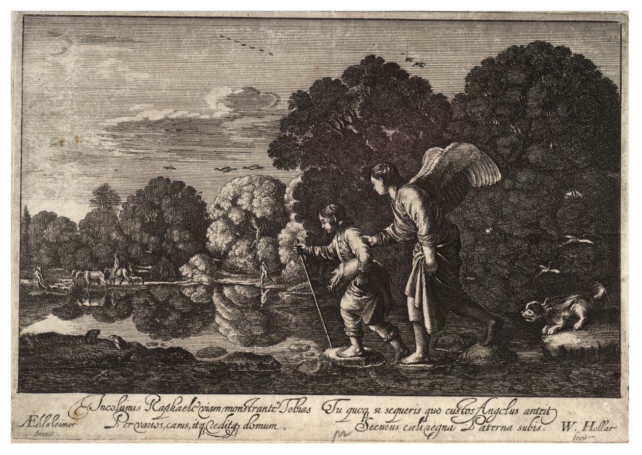 Tobias and the Angel. State 2 av Wenceslaus Hollar
