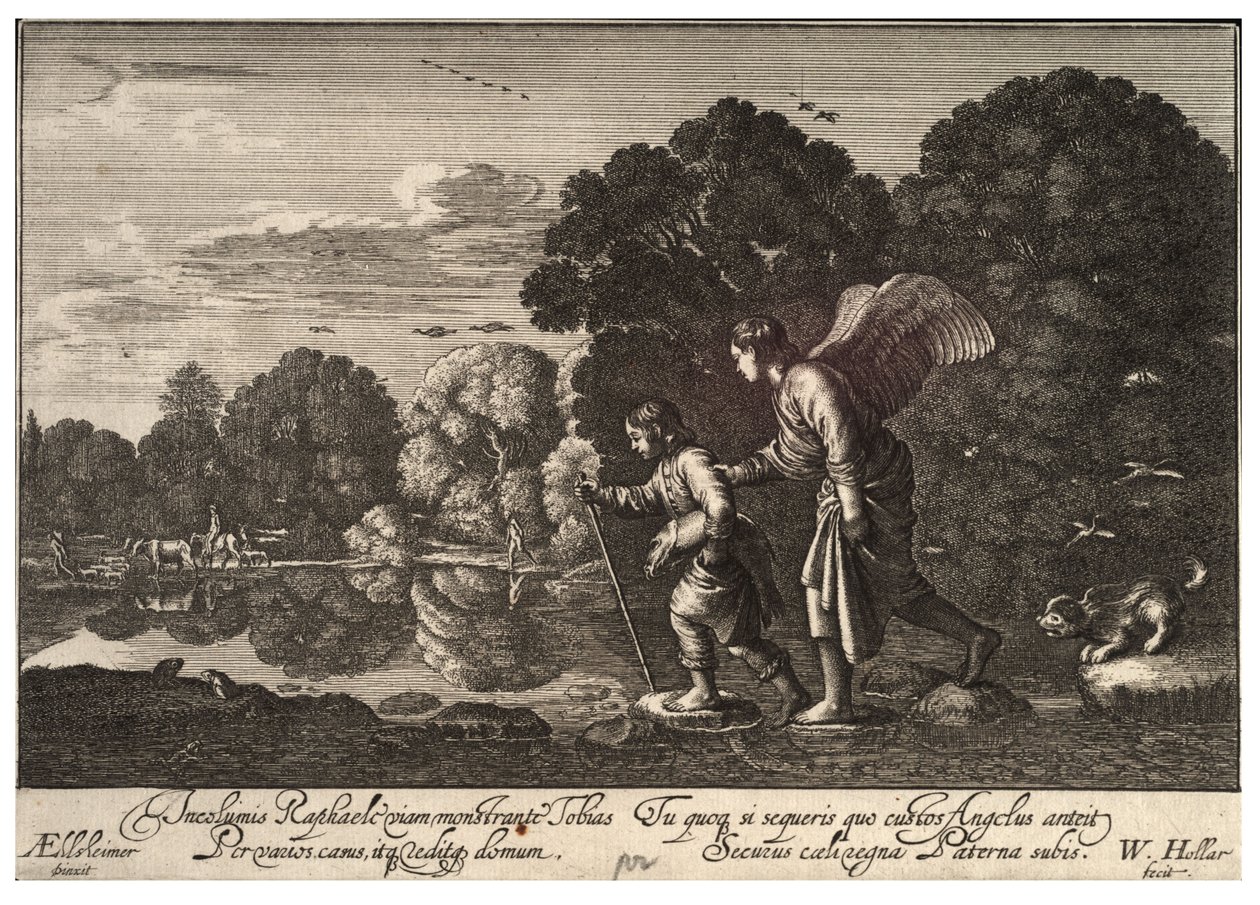 Tobias and the Angel. State 3 av Wenceslaus Hollar