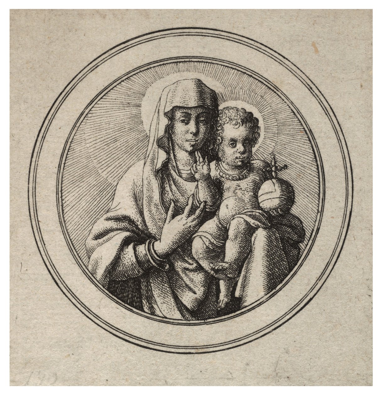 Virgin and child av Wenceslaus Hollar