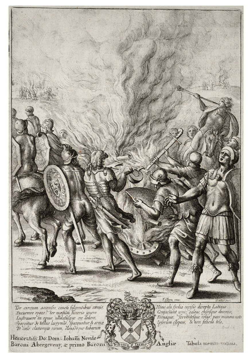 Wenceslas Hollar - The Trojans cremating their dead (State 2) av Wenceslaus Hollar